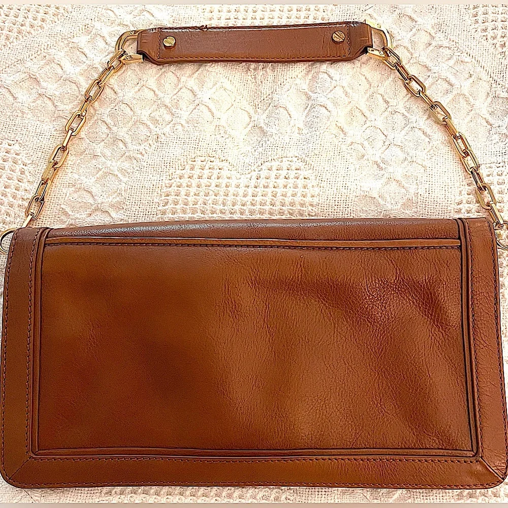 Tory Burch Suki Reva Clutch in Toffee Brown Leather, Excellent, Almost New! - Picture 2 of 11